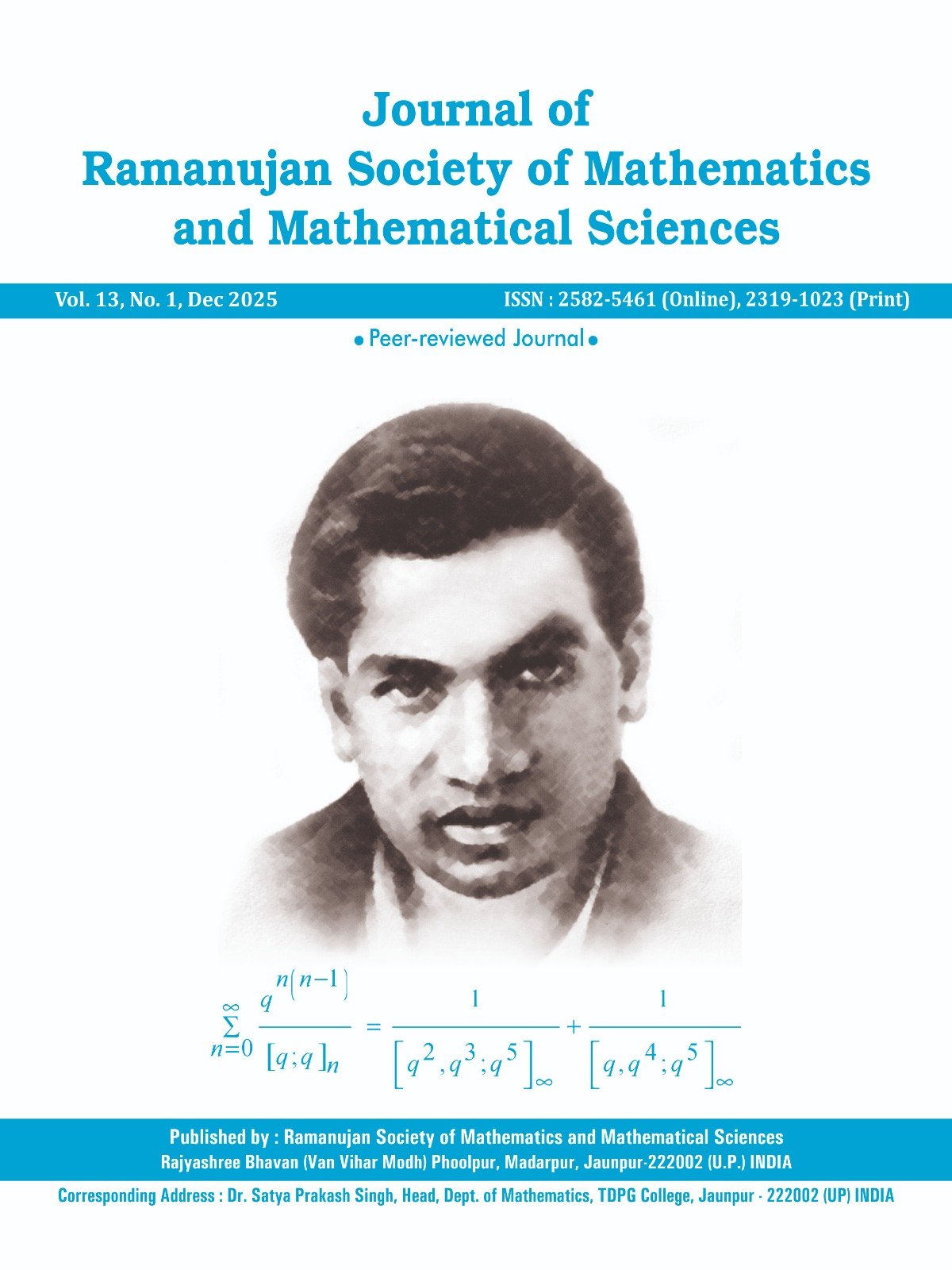					View Vol. 13 No. 1 (2025): Journal of Ramanujan Society of Mathematics and Mathematical Sciences
				